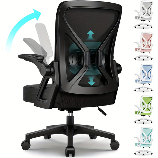 Mesh‑Rücken und Synchronmechanik ergonomischer Bürostuhl fürs Homeoffice,Lordosenstütze und Kopfstütze,
