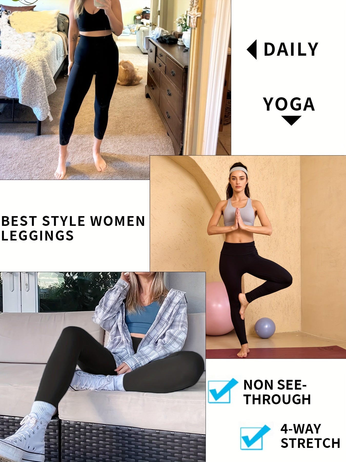 3pcs Ultra-Soft High-Waist Yoga Leggings for Women - Tummy Control, Non-See-Through Workout & Running Pants, Super Soft