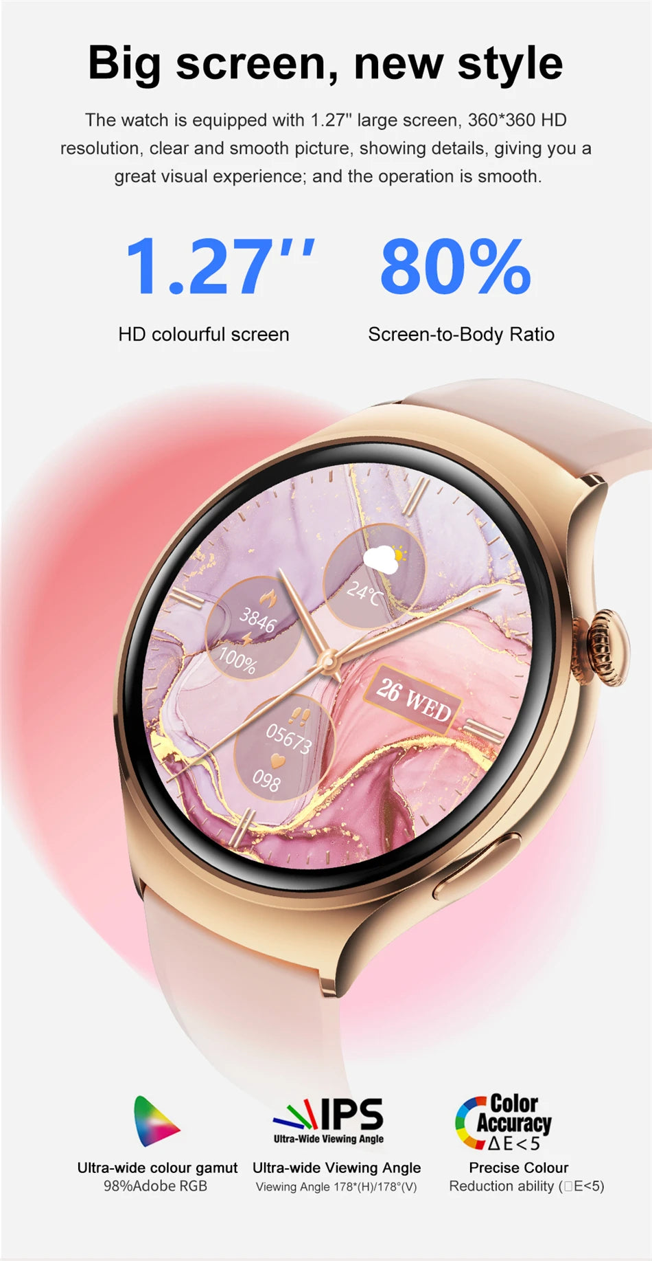 Smartwatch für Damen mit GPS, NFC & Bluetooth – Fitness-Tracker & Gesundheitsüberwachung