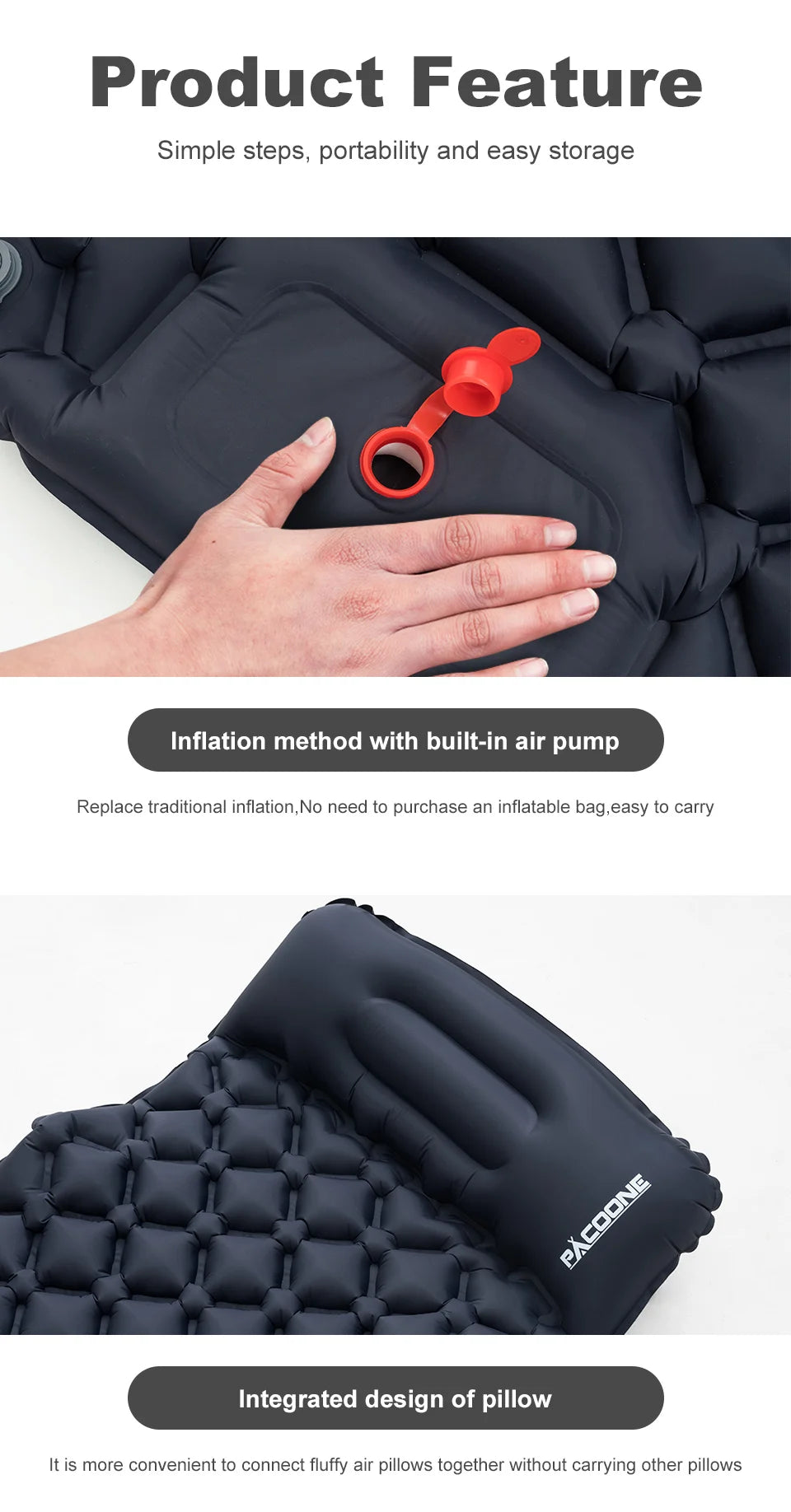 Camping-Luftmatratze mit Kissen – Ultraleicht & Faltbar | 29,99€