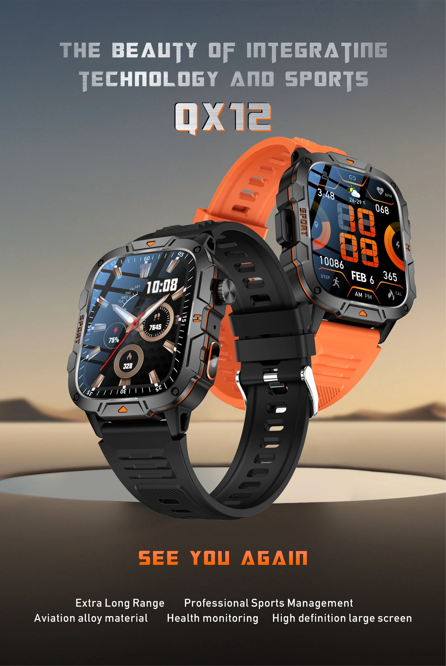 2025 New For Xiaomi Military Grade Smart Watch Men 1.96" AMOLED Screen 5ATM Waterproof Sports Fitness Tracker BT Call Smartwatch