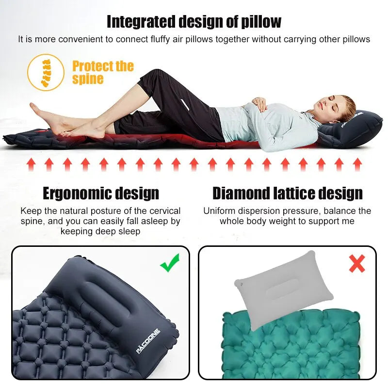 Camping-Luftmatratze mit Kissen – Ultraleicht & Faltbar | 29,99€