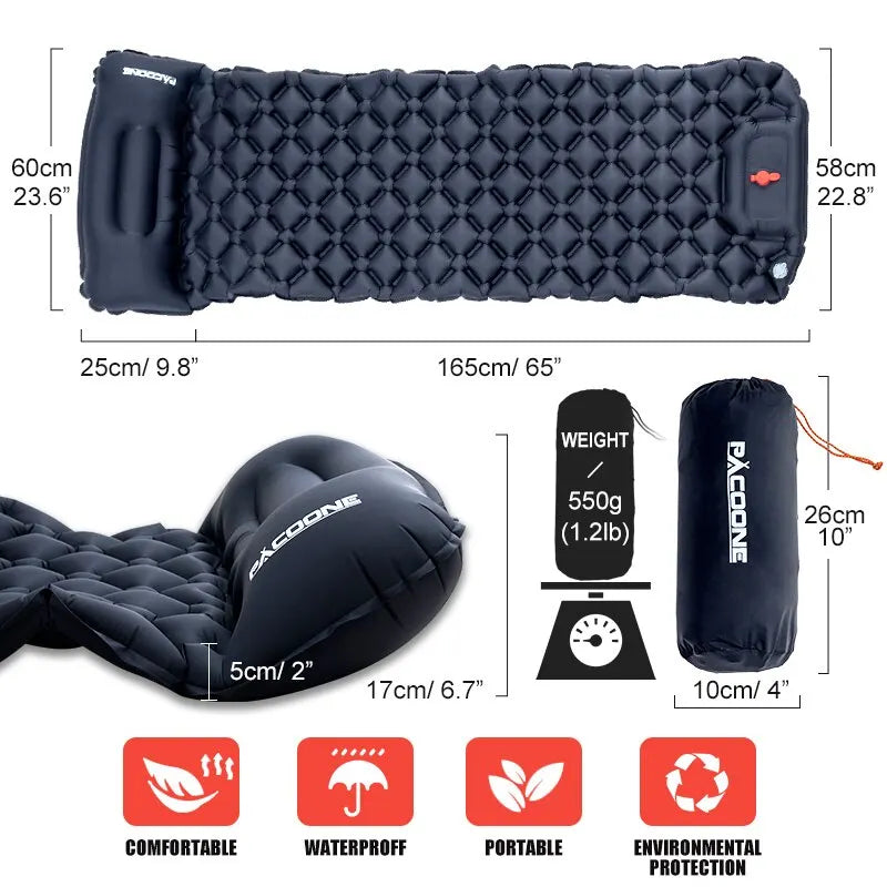 Camping-Luftmatratze mit Kissen – Ultraleicht & Faltbar | 29,99€