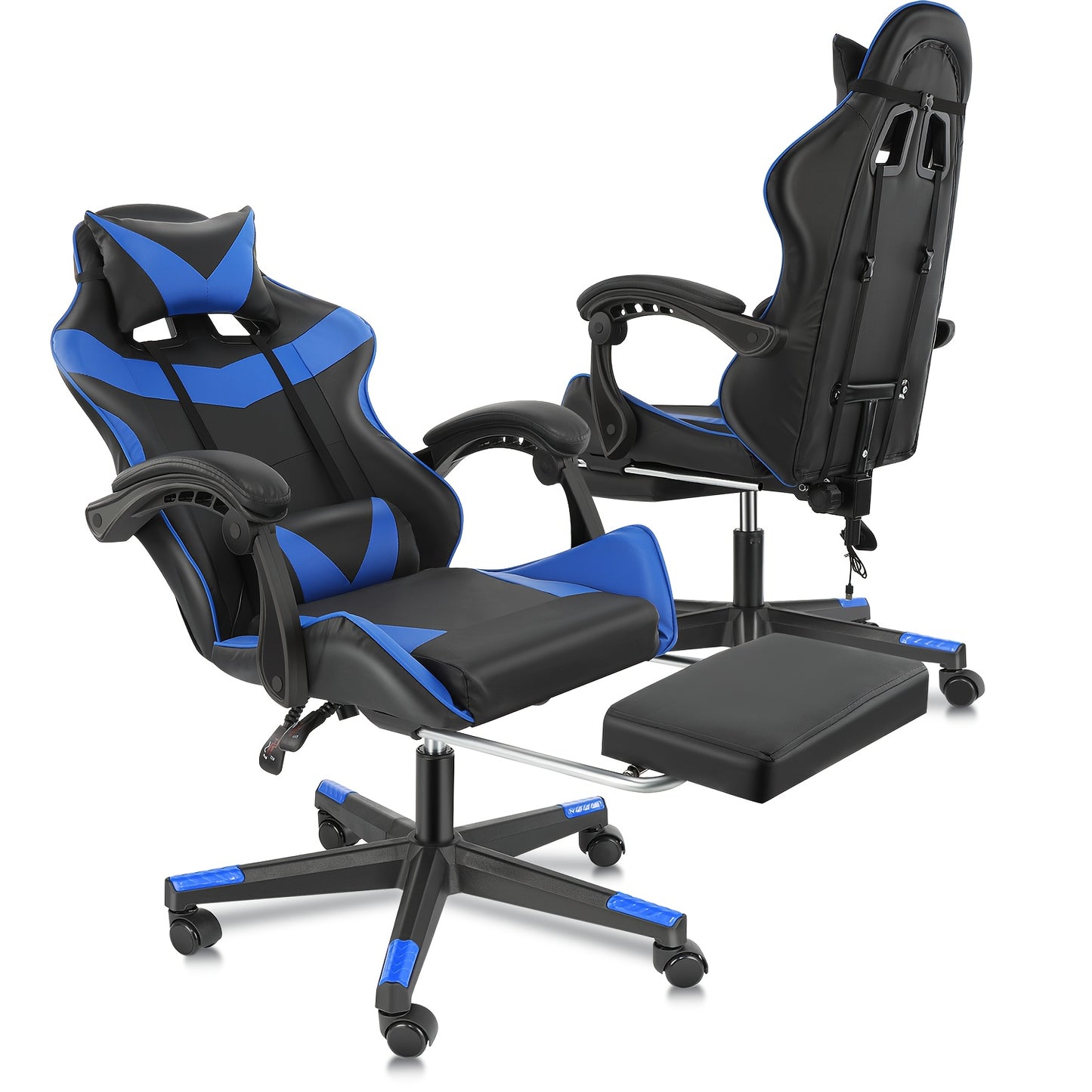 Ergonomischer Gaming-Stuhl mit Lendenkissen, Kopfstütze & Fußstütze – höhenverstellbarer Bürostuhl für Erwachsene, Jungen & Mädchen“