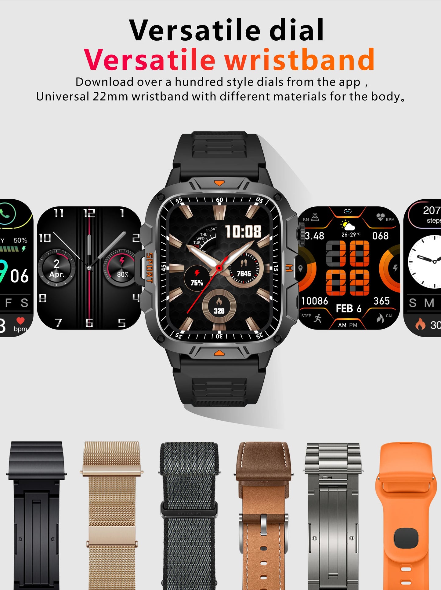 2025 New For Xiaomi Military Grade Smart Watch Men 1.96" AMOLED Screen 5ATM Waterproof Sports Fitness Tracker BT Call Smartwatch